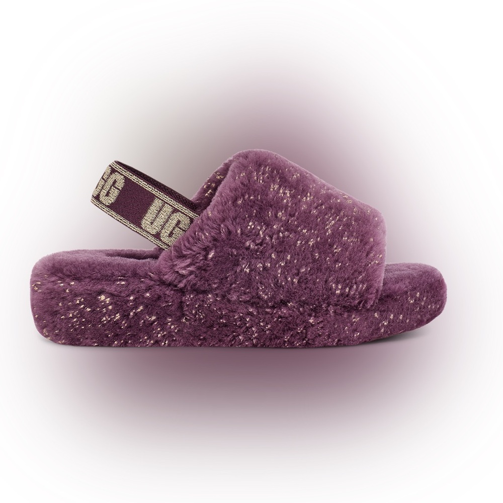UGG Fluff Yeah Metallic Sparkle Slippers Purple